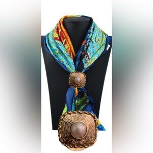 Elegant Gold and Pearl Womens Scarf Clip
